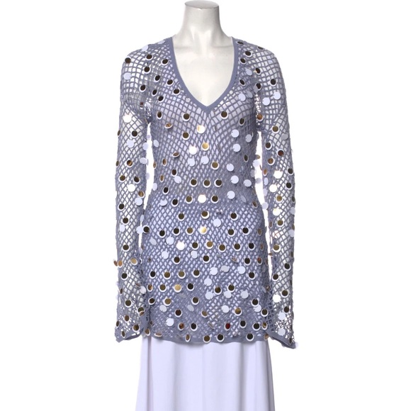 sequin crochet cover up dress Crochet Sequin Embellished Cover-Up Dress